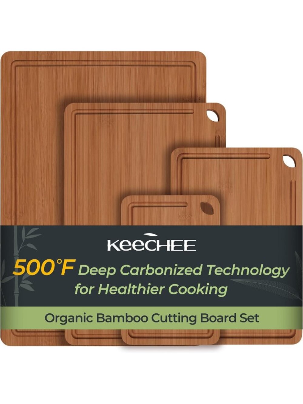 4-Piece Bamboo Cutting Board Set - Smooth Surface, Easy Storage for Busy